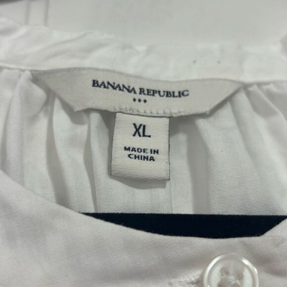 Banana Republic Shadow Stripe White Crisp Button Down Top XL - Picture 3 of 5